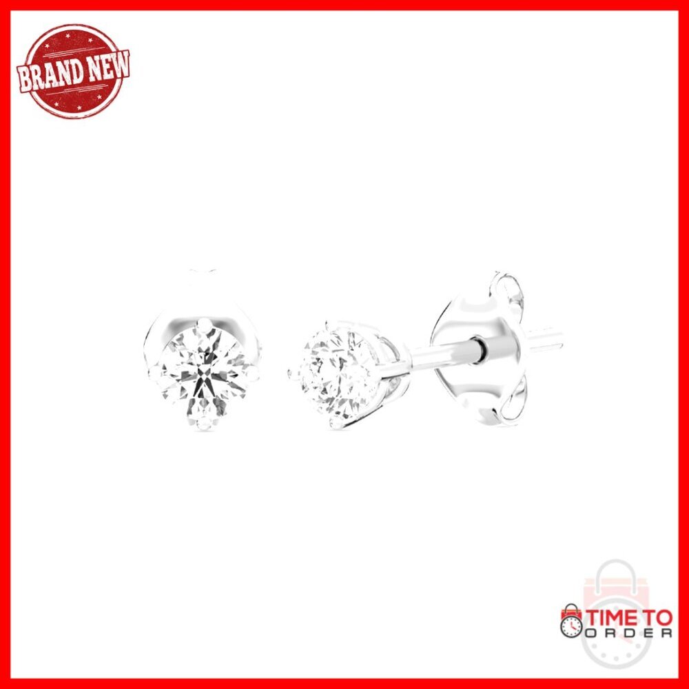 Lab-Grown Diamond Stud Earrings, Sterling Silver, Hypoallergenic, 1/3 Carat